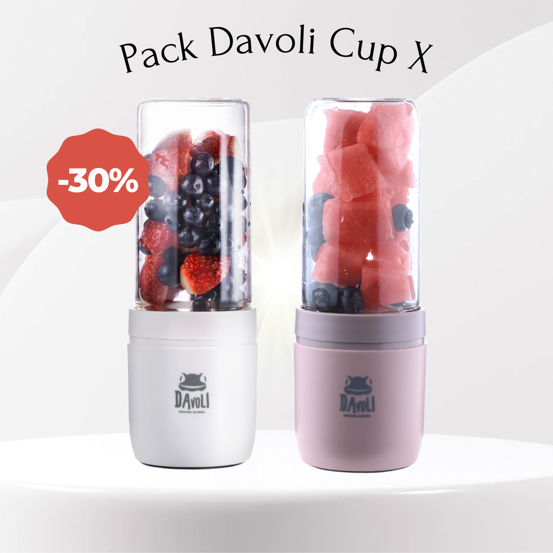 Pack Licuadora Portátil Davoli Cup X Blanca y Rosada