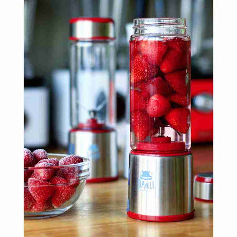Licuadora portátil USB - vaso de vidrio 450ml - Davoli Spow Roja